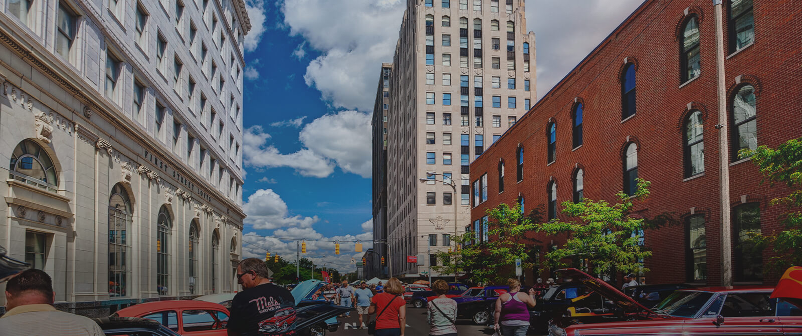 People at car show in downtown Flint