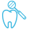 Animated tooth and dental tool highlighted blue