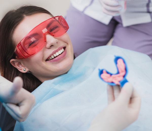 Patient receiving fluoride treatment