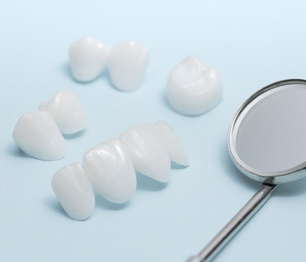 Porcelain veneer and dental restoration samples