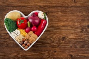 Heart bowl full of food