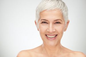 older woman smiling white hair